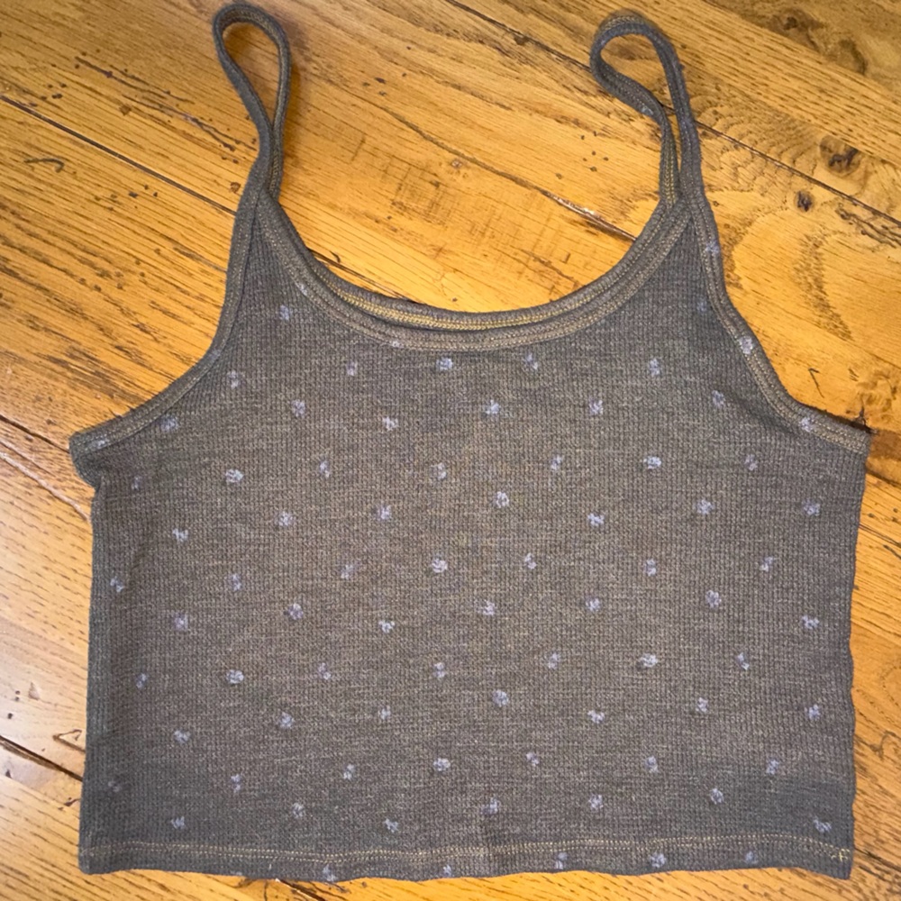 America Eagle Cute Brown Tank Top sz Small w/ tiny blue flowers